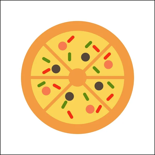 Icône Vectorielle Plate Pizza Desig — Image vectorielle