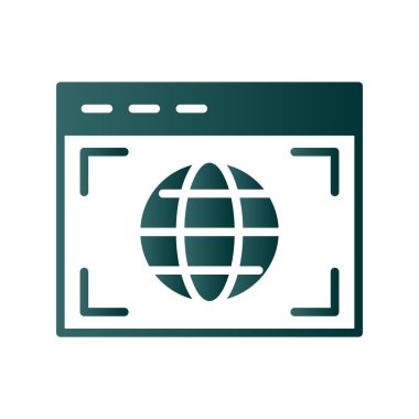 Globe Glyph Gradyan Vektör Simgesi Tasarımı