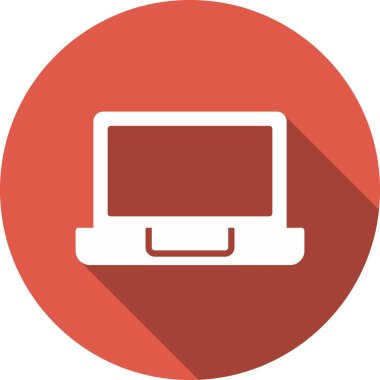 Laptop Glyph Çember Vektör Simgesi Tasarımı