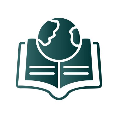 Kitap Glyph Gradyan Vektör Simgesi Tasarımı