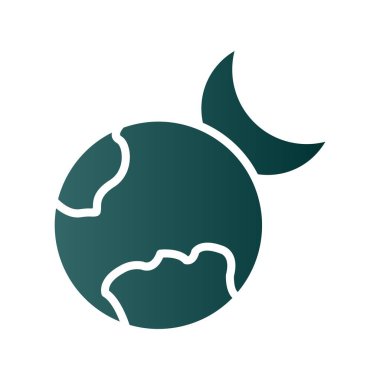 Dünya Ay Kabartma Gradyan Vektör Simgesi Tasarımı