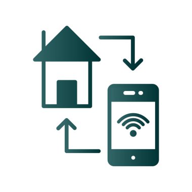 Smarthome Glpyh Gradyan Vektör Simgesi Tasarımı