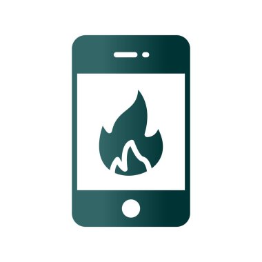 Ateş Glpyh Gradyan Vektör Simgesi Tasarımı