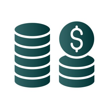  Sikkeler Glyph Gradyan Vektör Simgesi Tasarımı