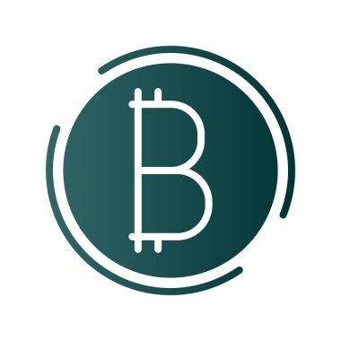 Bitcoin Glyph Gradyan Vektör Simgesi Tasarımı