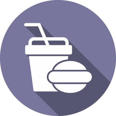  Fast Food Glyph Çember Vektör Simgesi Tasarımı