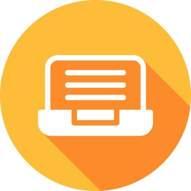 Laptop Glyph Çember Vektör Simgesi Tasarımı