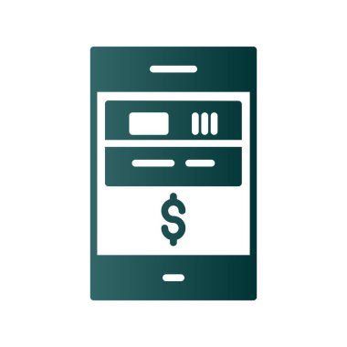 Para Glyph Gradyan Vektör Simgesi Tasarımı