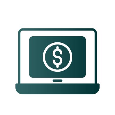 Laptop Glyph Gradyan Vektör Simgesi Tasarımı
