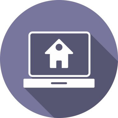 Laptop Glyph Çember Vektör Simgesi Tasarımı