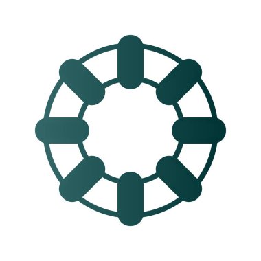  Lifebuoy Glyph Gradyan Vektör Simgesi Tasarımı