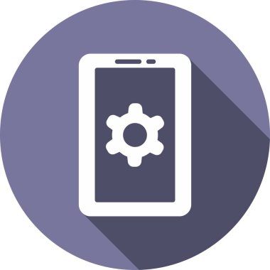 Gear Glyph Çember Vektör Simgesi Tasarımı