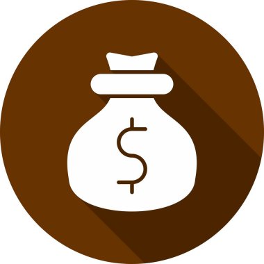 Para Çantası Kabartma Çemberi Vektör Simgesi Tasarımı