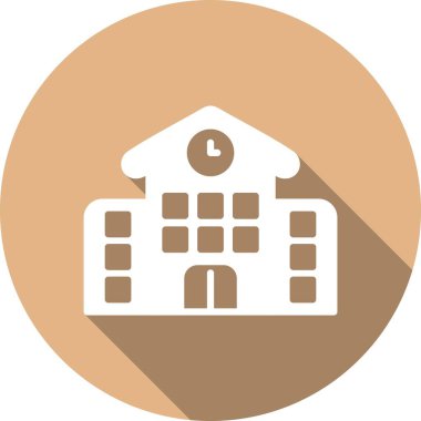 Okul Binası Kabartma Çemberi Vektör Simgesi Tasarımı