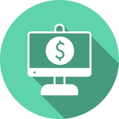 Çevrimiçi İş Glifi Çember Vektör Simgesi Tasarımı