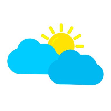 Bulutlar ve Güneş Düz Vektör Simgesi Tasarımı