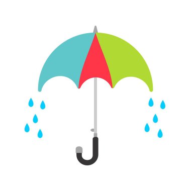  Yağmurlu Şemsiye Düz Vektör Simgesi Tasarımı