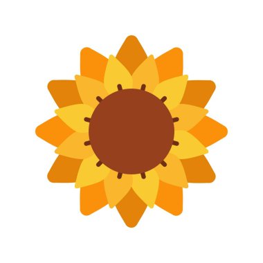 Güneş Çiçeği Düz Vektör Simgesi Tasarımı