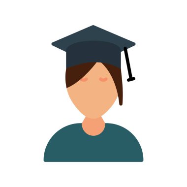 Kadın Öğrenci Düz Vektör Simgesi Tasarımı