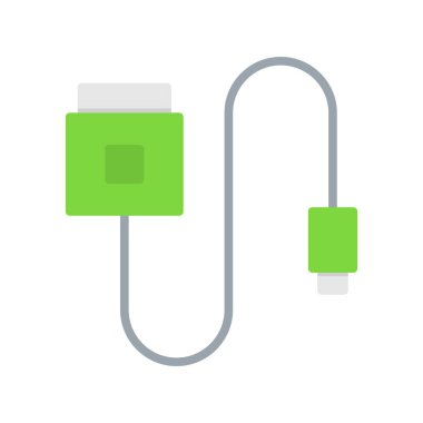 Veri Kablosu Düz Vektör Simgesi Tasarımı