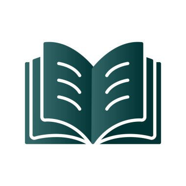 Kitap Glyph Gradyan Vektör Simgesi Tasarımı