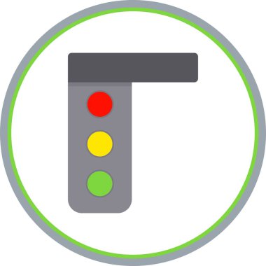  Trafik Işığı Düz Çember Vektör Simgesi Tasarımı