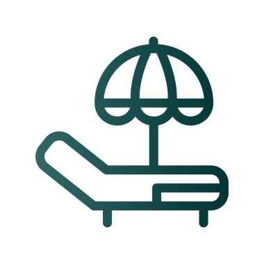 Plaj Yatağı Çizgisi Gradyan Vektör Simgesi Tasarımı