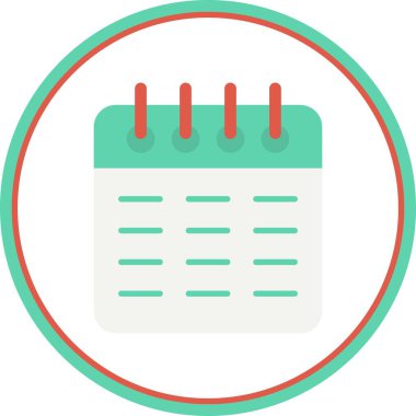 Takvim Düz Çember Vektör Simgesi Tasarımı