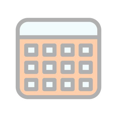  Takvim Satırı Doldurulmuş Işık Vektörü Simgesi Tasarımı