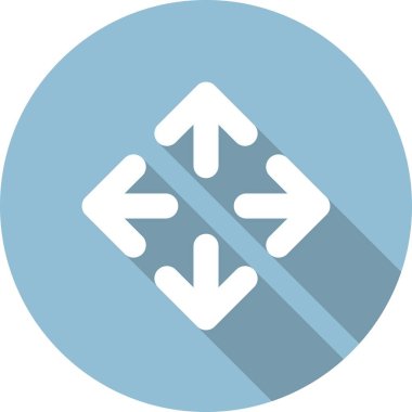 Dört Yönlü Ok Kabartma Çemberi Vektör Simgesi Tasarımı