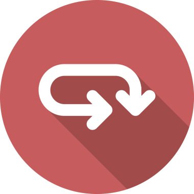 Aşağı ve Sağ Ok Kabartma Çemberi Vektör Simgesi Tasarımı