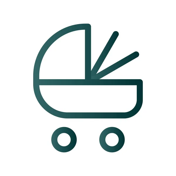 Baby Carriage Line Gradient Vector Icon Desig — Stockvector