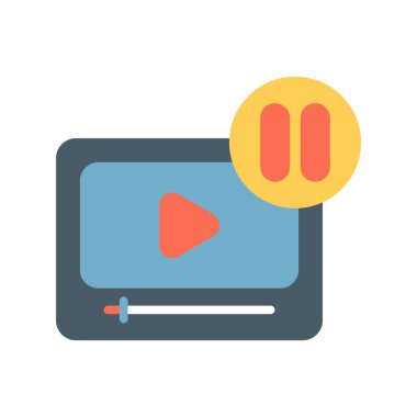 Video Düz Vektör Simgesi Tasarımı Duraklat