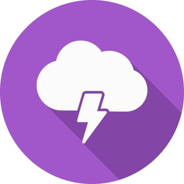 Şimşek Bulutu Kabartma Çemberi Vektör Simgesi Tasarımı