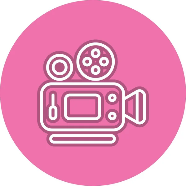 Video Camera Line Circle Vector Icon Desig — Stock Vector