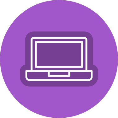 Laptop Satırı Çember Vektör Simgesi Tasarımı