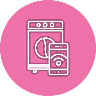 Çamaşır Makinesi Satırı Çember Vektör Simgesi Tasarımı