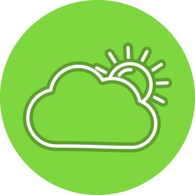 Güneş Bulutu Çizgisi Çember Vektörü Simge Tasarımı