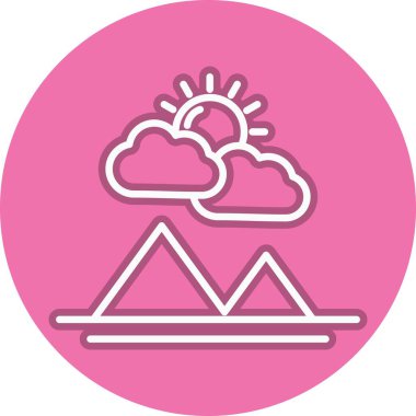 Bulut Güneş Işığı Çizgisi Çember Vektör Simgesi Tasarımı