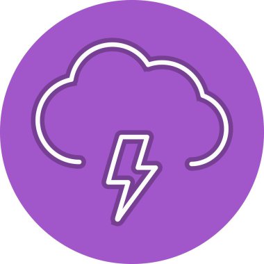 Şimşek Bulut Çizgisi Çember Vektör Simgesi Tasarımı