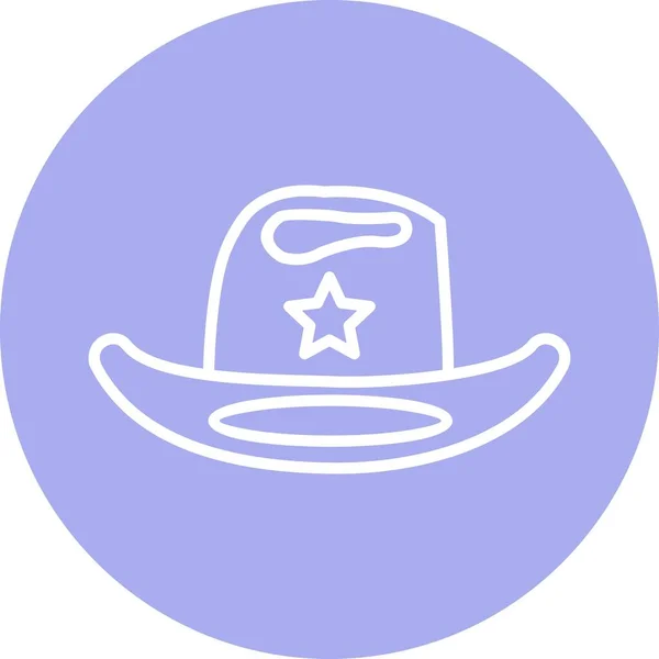 Cowboy Line Circle Vector Icon Desig — Stockvector