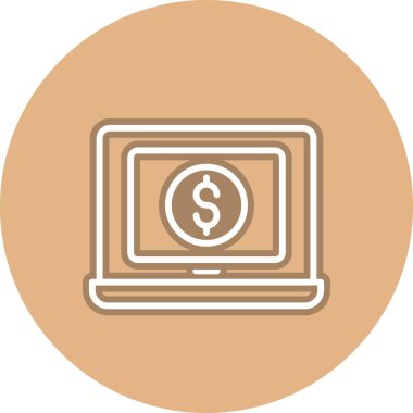 Laptop Satırı Çember Vektör Simgesi Tasarımı