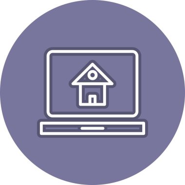 Laptop Satırı Çember Vektör Simgesi Tasarımı