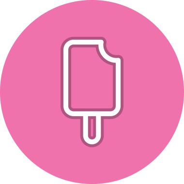 Dondurma Çubuğu Çizgisi Çember Vektör Simgesi Tasarımı