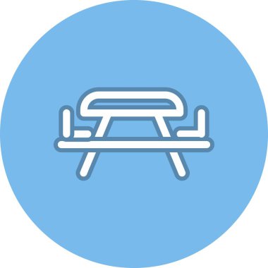 Piknik Tablosu Satırı Çember Vektör Simgesi Tasarımı