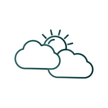 Bulutlar ve Güneş Çizgisi Gradyan Vektör Simgesi Tasarımı