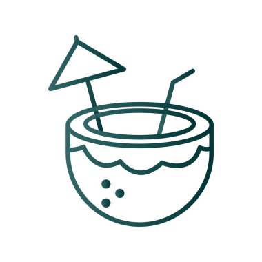 Hindistan cevizi Çizgisi Gradyan Vektör Simgesi Tasarımı