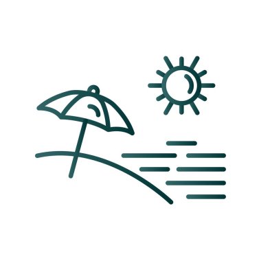 Plaj Çizgisi Gradyan Vektör Simgesi Tasarımı