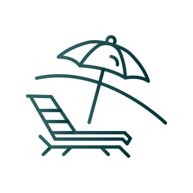 Güverte Koltuğu Çizgisi Gradyan Vektör Simgesi Tasarımı