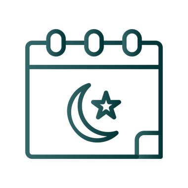 Ramazan Takvim Çizgisi Gradyan Vektör Simgesi Tasarımı